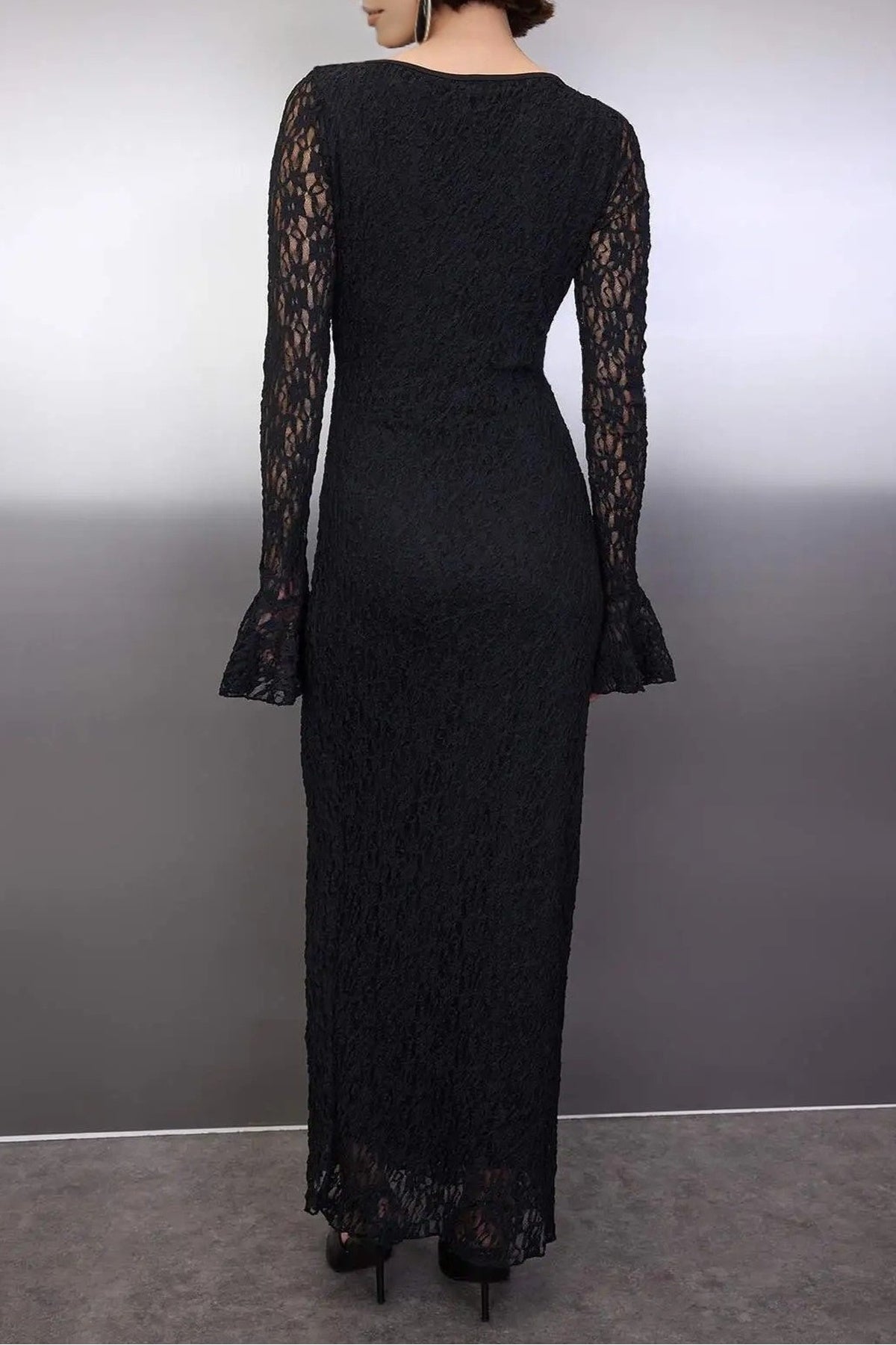 Keyhole Neck Long Sleeve Maxi Bodycon Dress