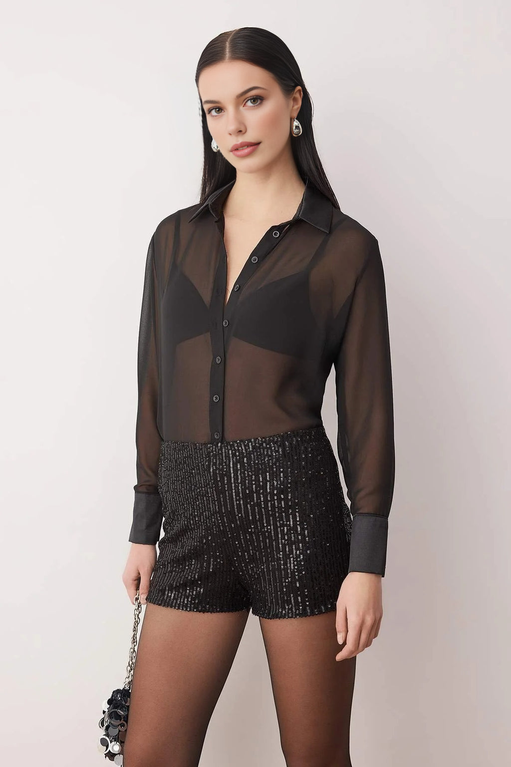 Super Mini Knitted Sequin Shorts