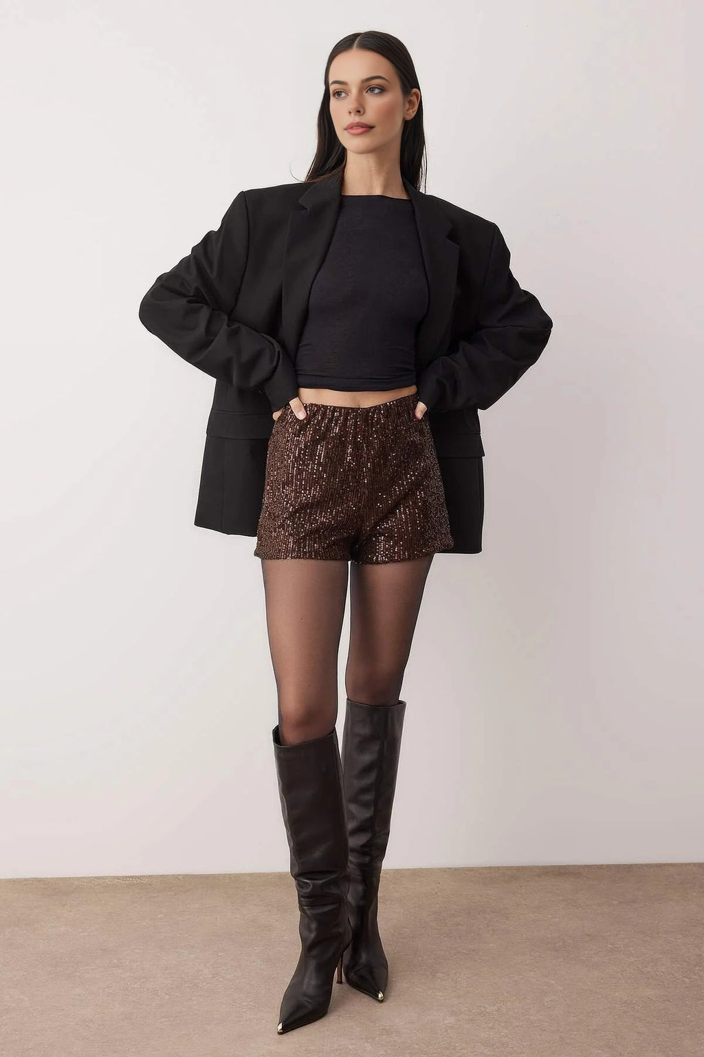 Super Mini Knitted Sequin Shorts