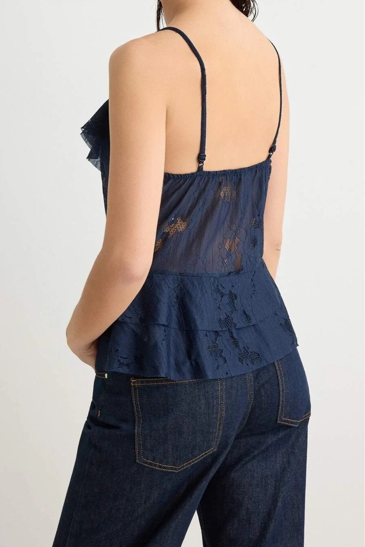 V Neck Sleeveless Lace Blouse