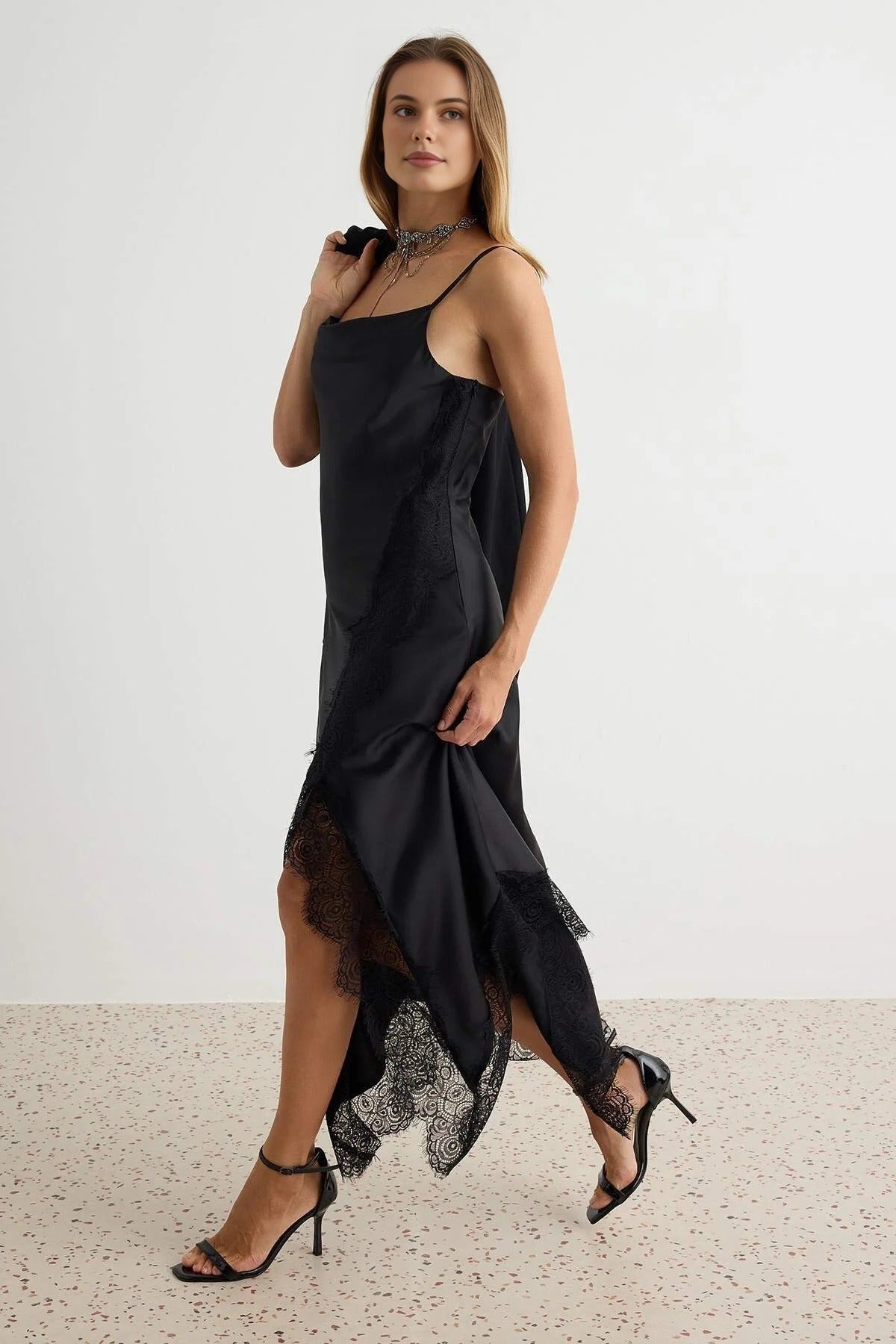 Square Neck Strappy A-Line Maxi Dress