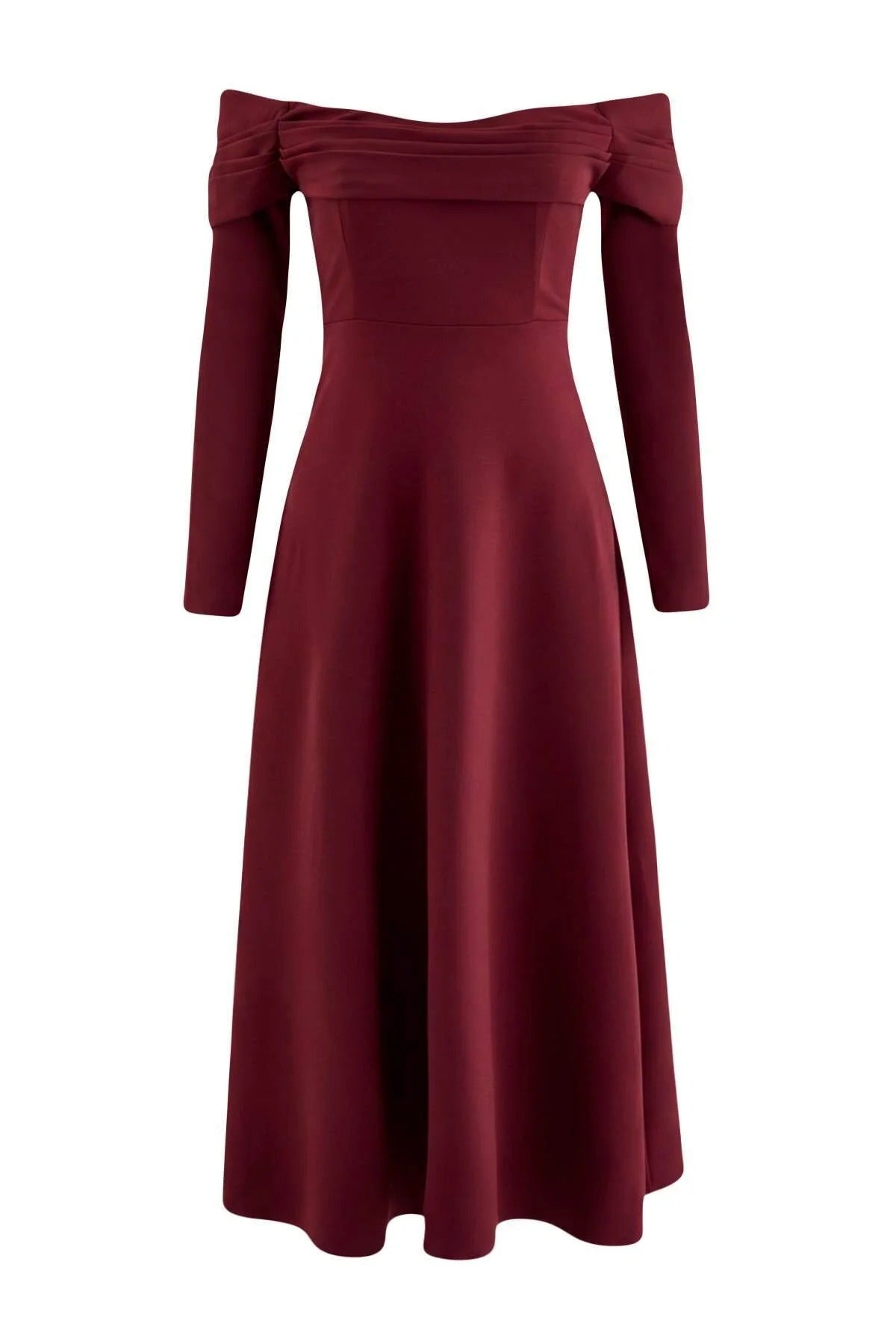 Carmen Neck A-Line Midi Dress
