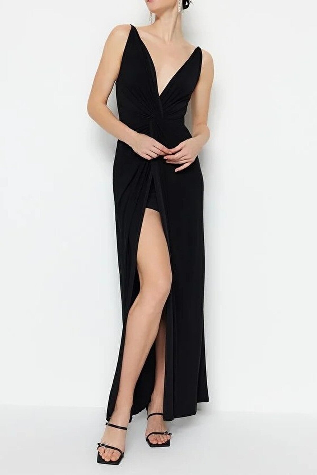 Lined Knitted Long Evening Dress