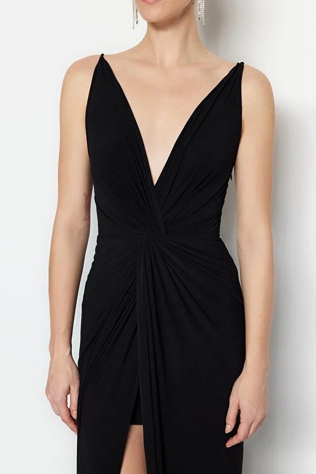 Lined Knitted Long Evening Dress