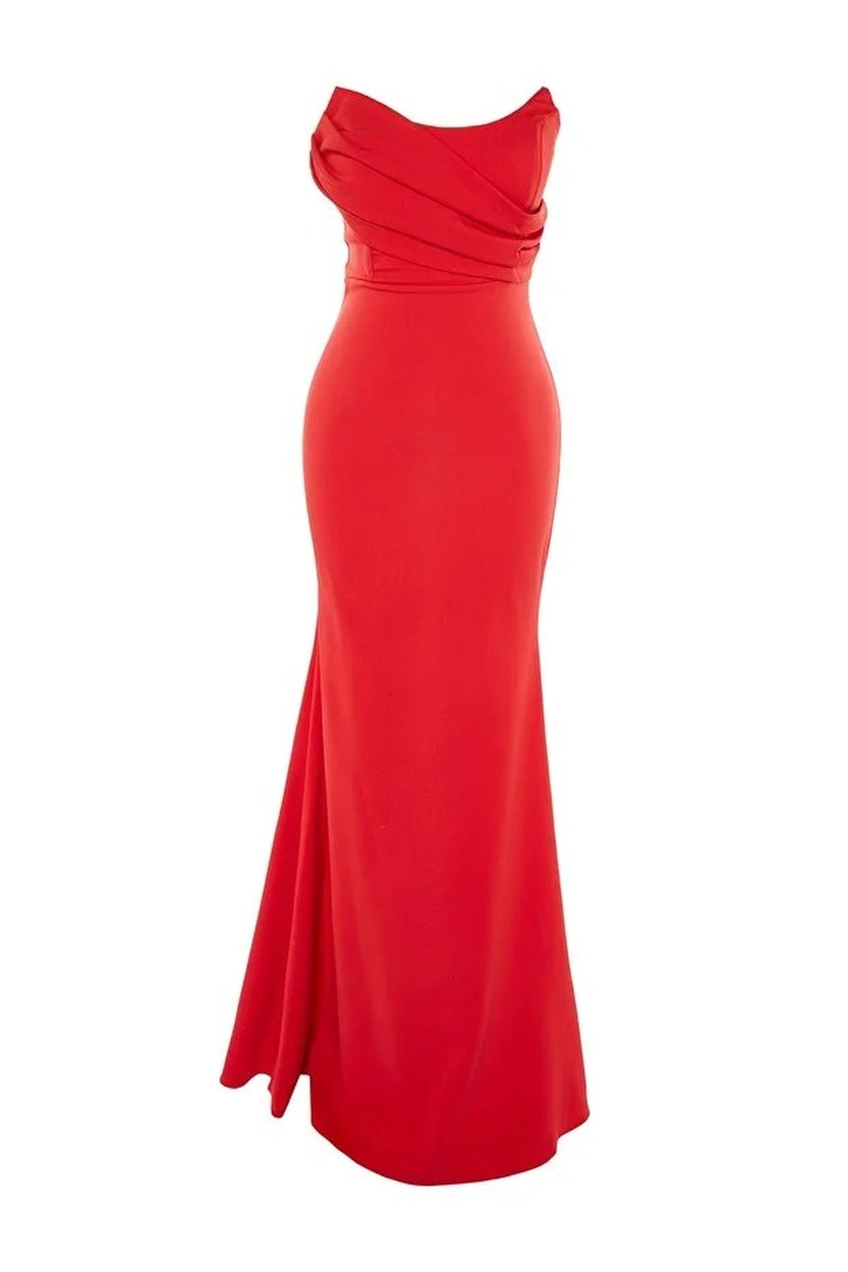 Collar Detail Woven Maxi Evening Dress