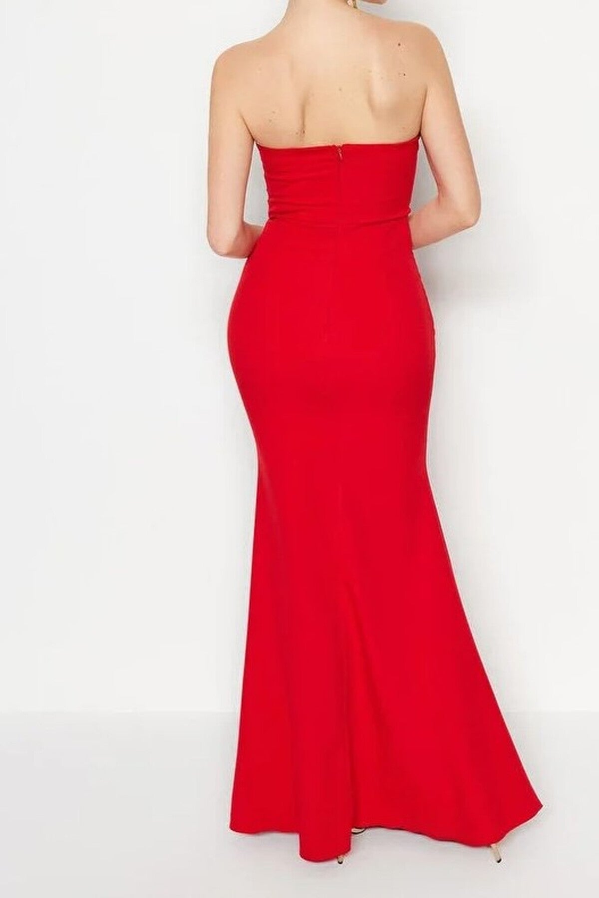 Collar Detail Woven Maxi Evening Dress