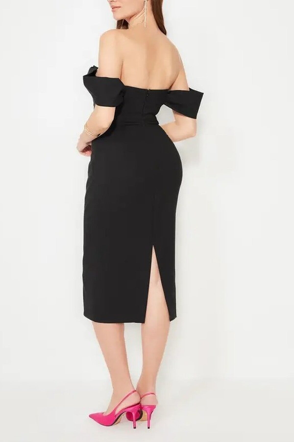 Corset Detail Woven Elegant Evening Dress