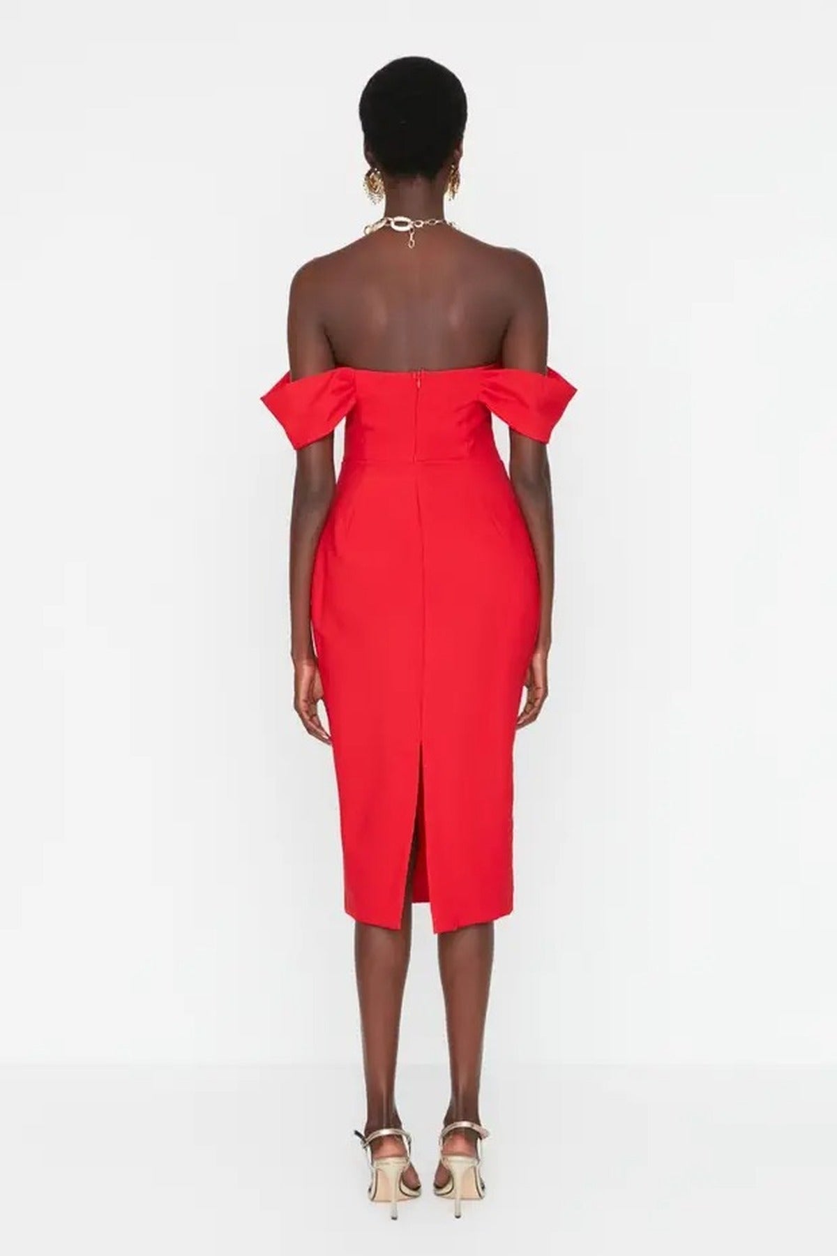 Corset Detail Woven Elegant Evening Dress