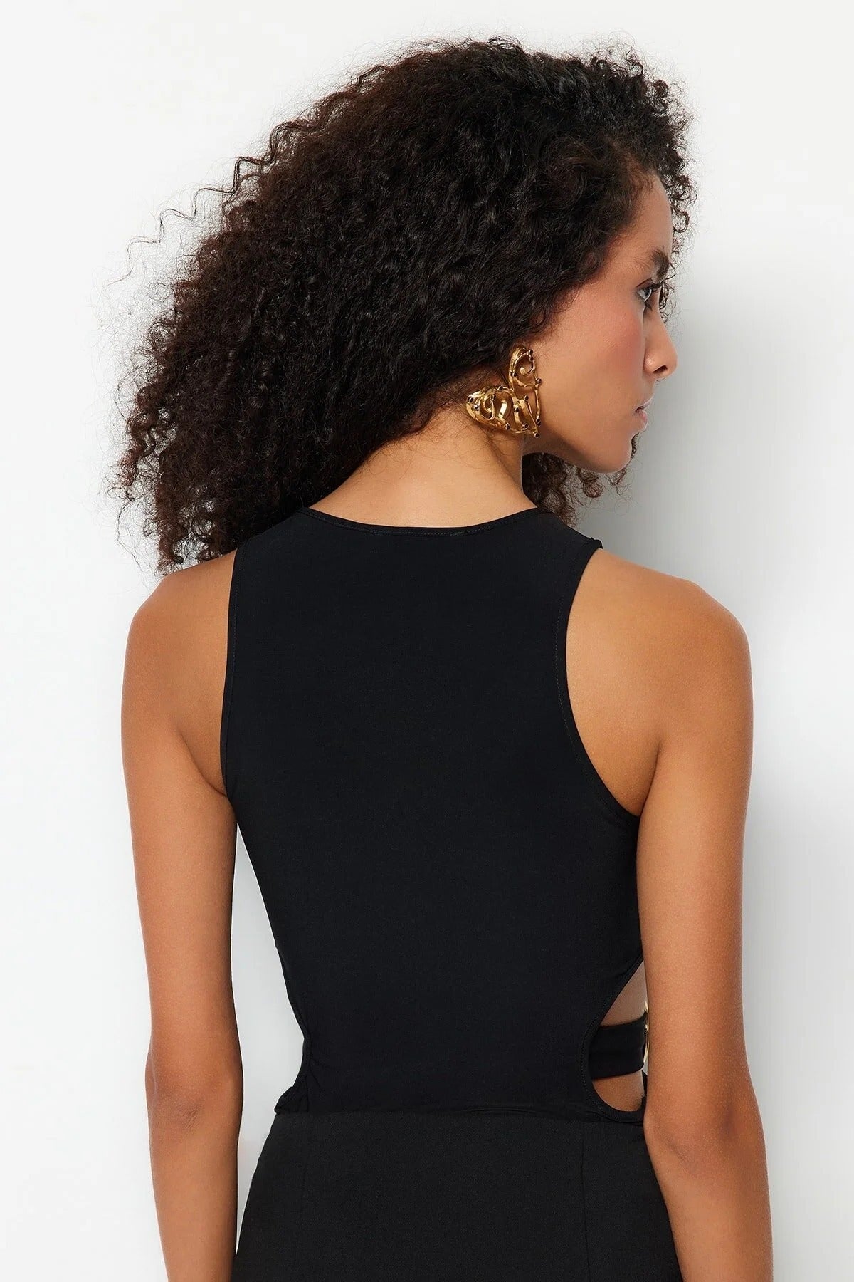 Halter Neck Embellished Cut Out Detail Bodysuit