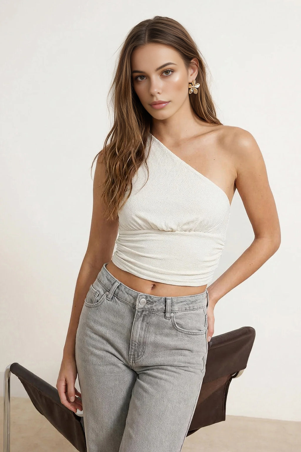 Crop Lined Shimmering Knit Bustier