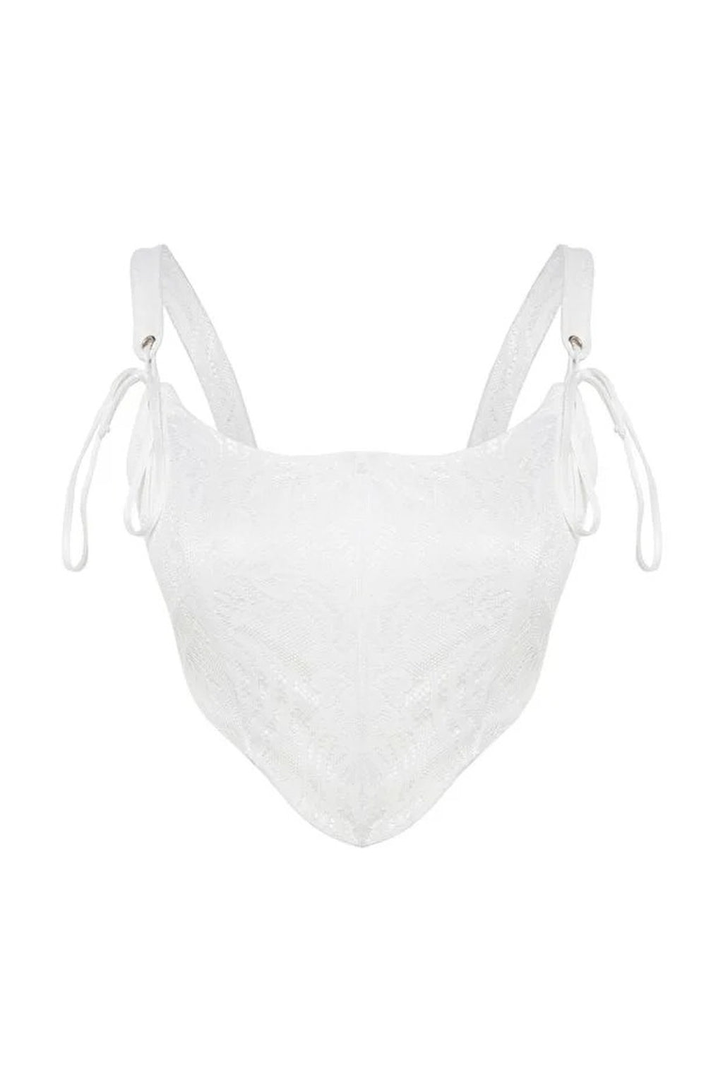 Crop Lined Corset Detail Knitted Lace Bustier