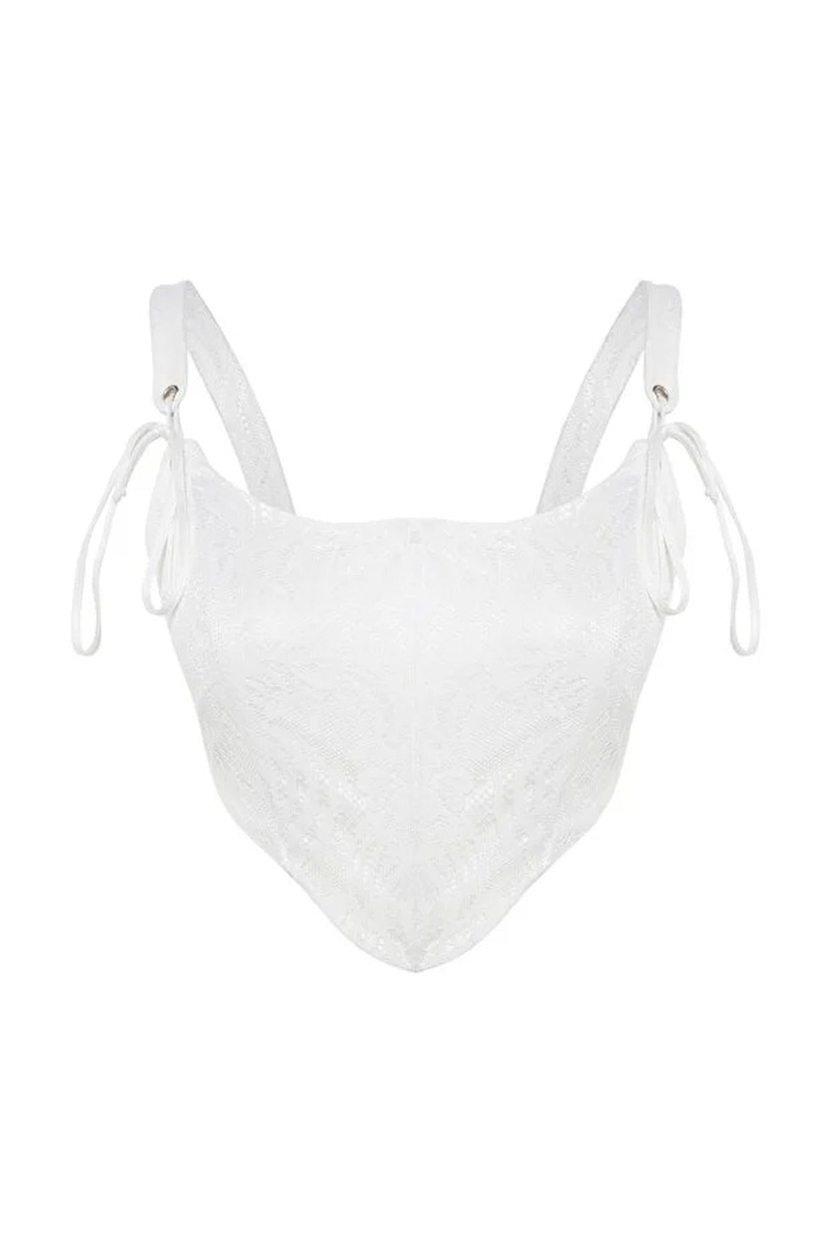Crop Lined Corset Detail Knitted Lace Bustier