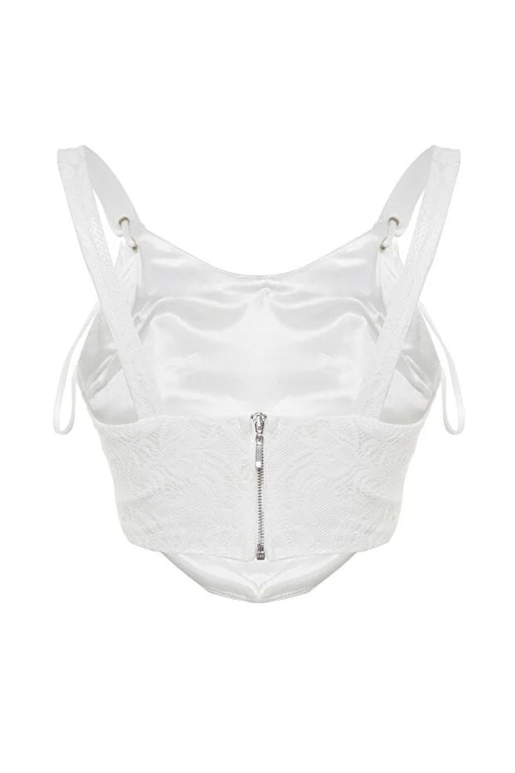 Crop Lined Corset Detail Knitted Lace Bustier
