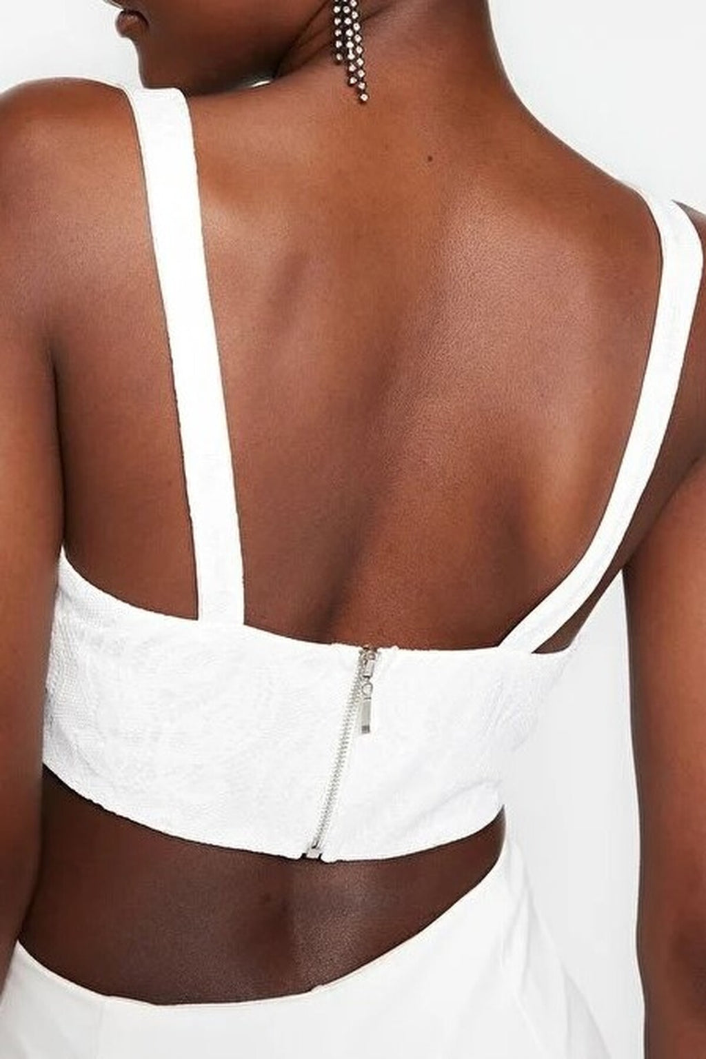 Crop Lined Corset Detail Knitted Lace Bustier