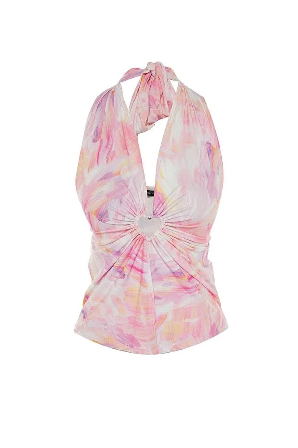 Printed Knitted Blouse with Cut-Out Detail and Accessories
