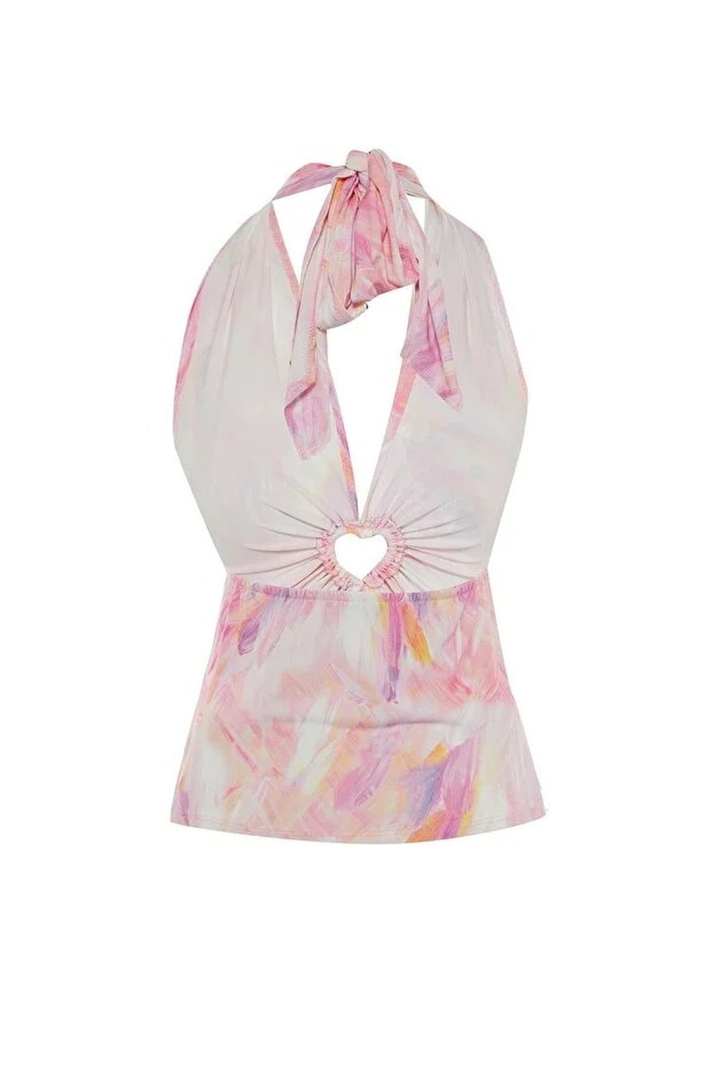 Printed Knitted Blouse with Cut-Out Detail and Accessories