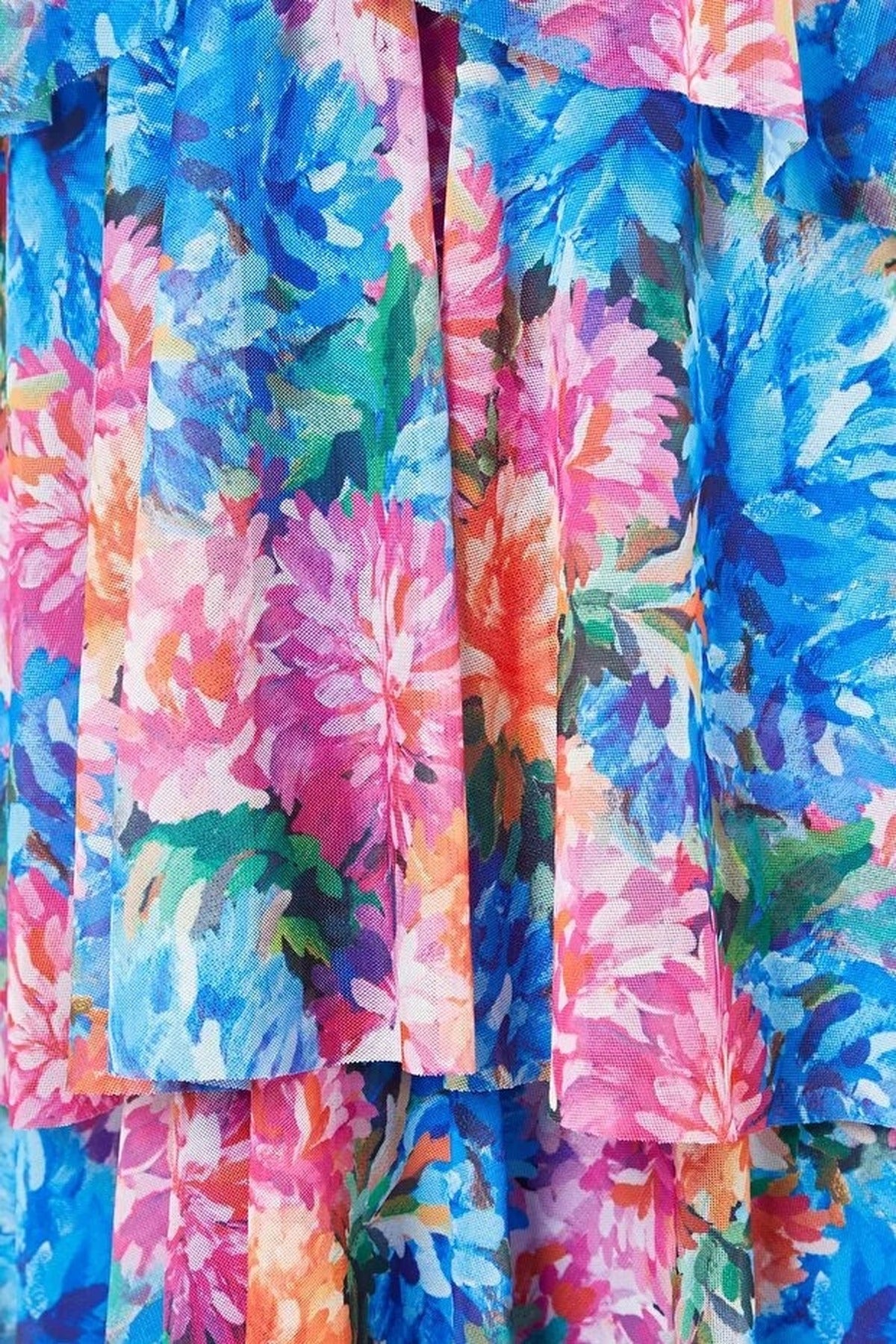 Lined A-Line Floral Tulle Knit Mini Dress
