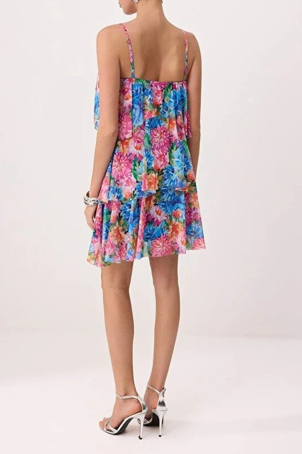 Lined A-Line Floral Tulle Knit Mini Dress
