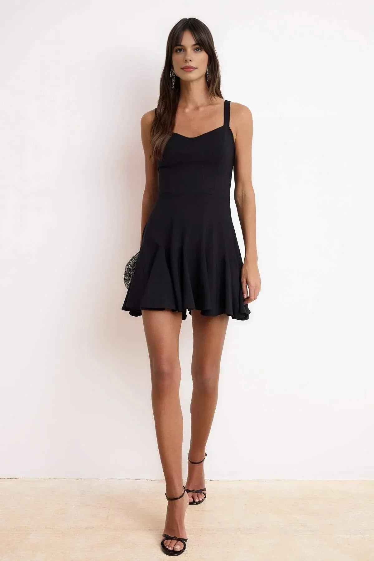 A-Line Lined Short Dress with Corset Detail