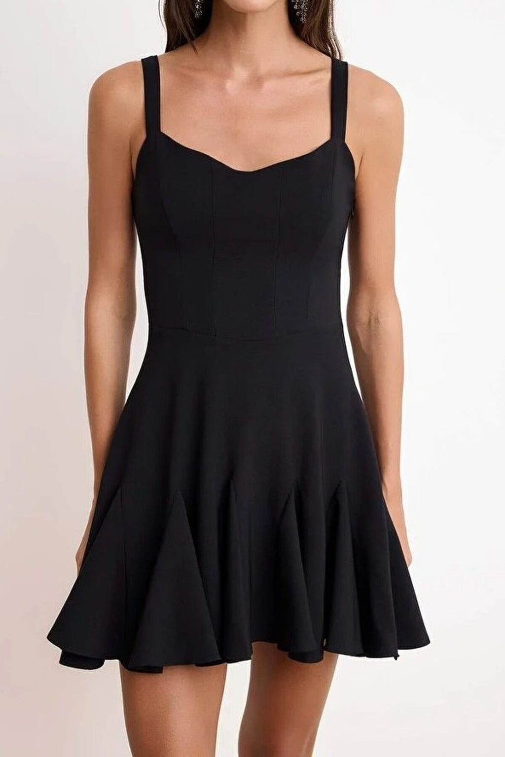 A-Line Lined Short Dress with Corset Detail