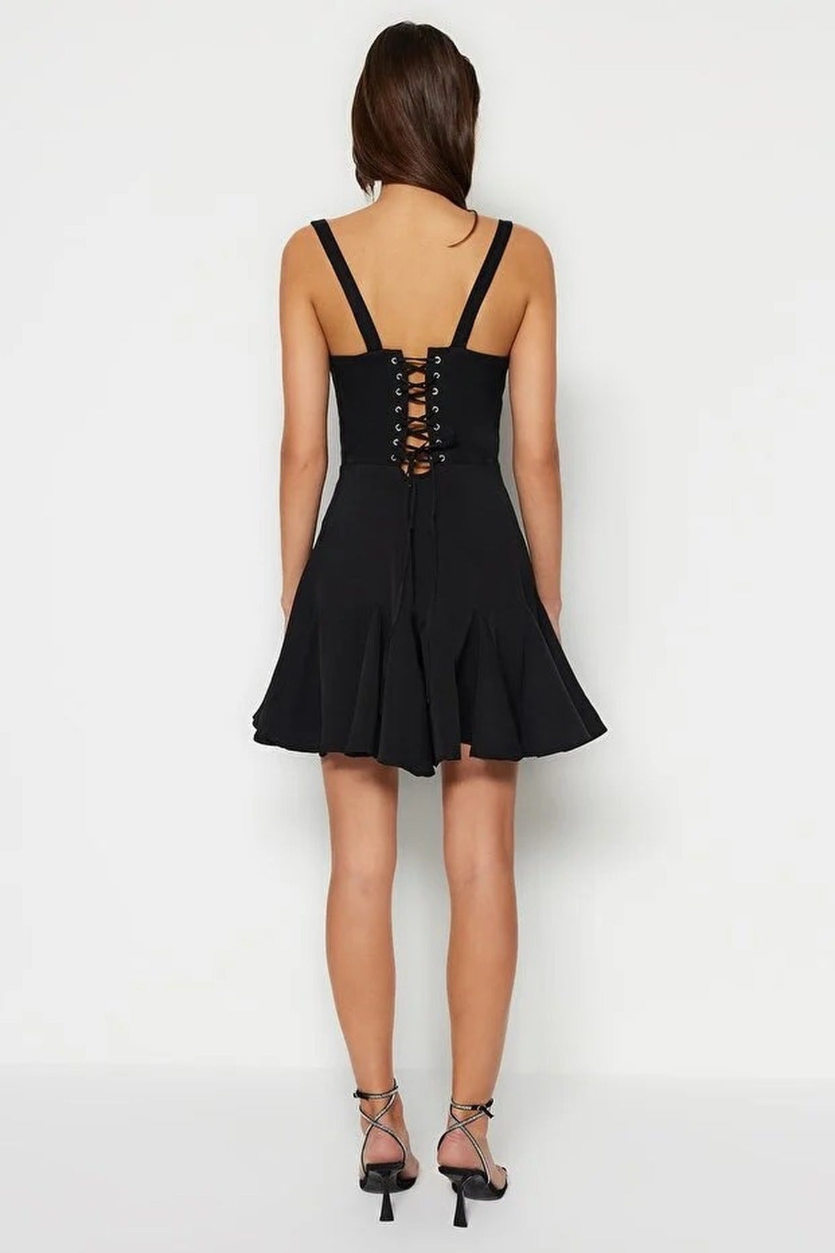A-Line Lined Short Dress with Corset Detail