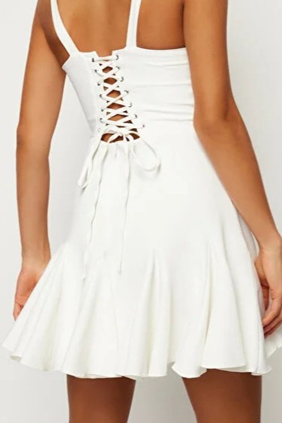 A-Line Lined Short Dress with Corset Detail
