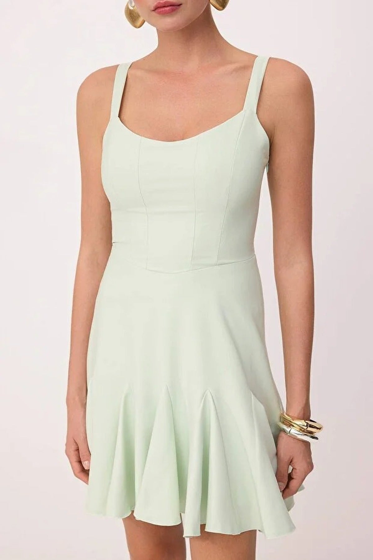 A-Line Lined Short Dress with Corset Detail