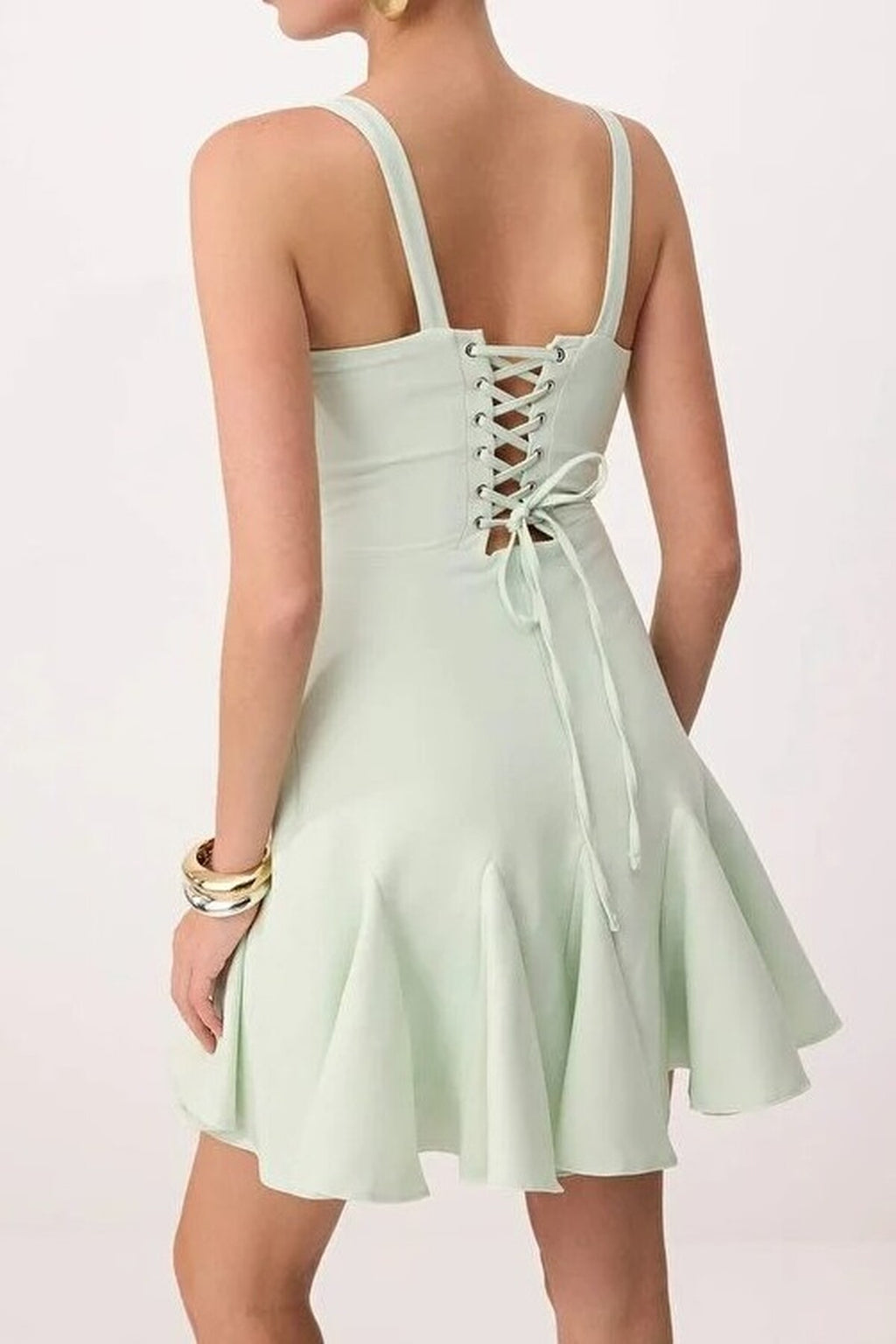 A-Line Lined Short Dress with Corset Detail