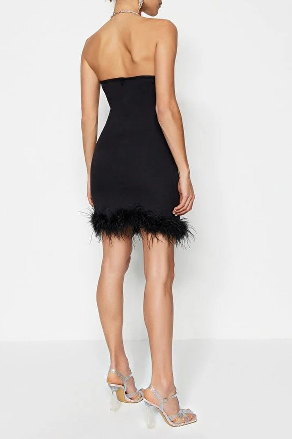 Fitted Sparkling Stone Embellished Woven Short Dress