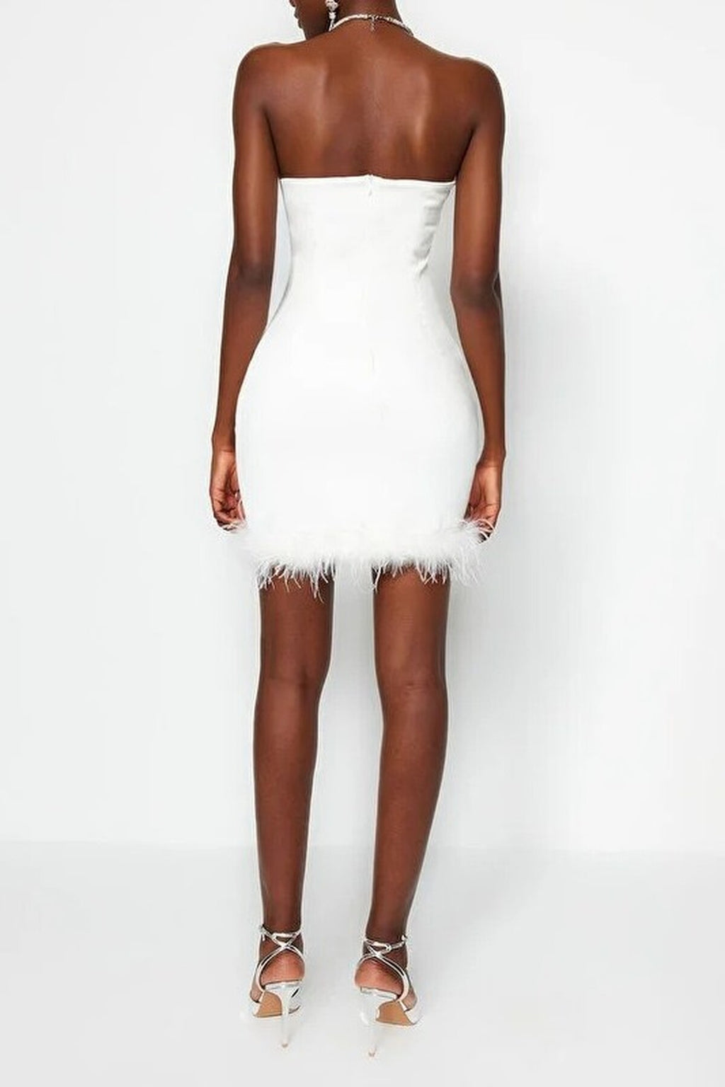 Fitted Sparkling Stone Embellished Woven Short Dress