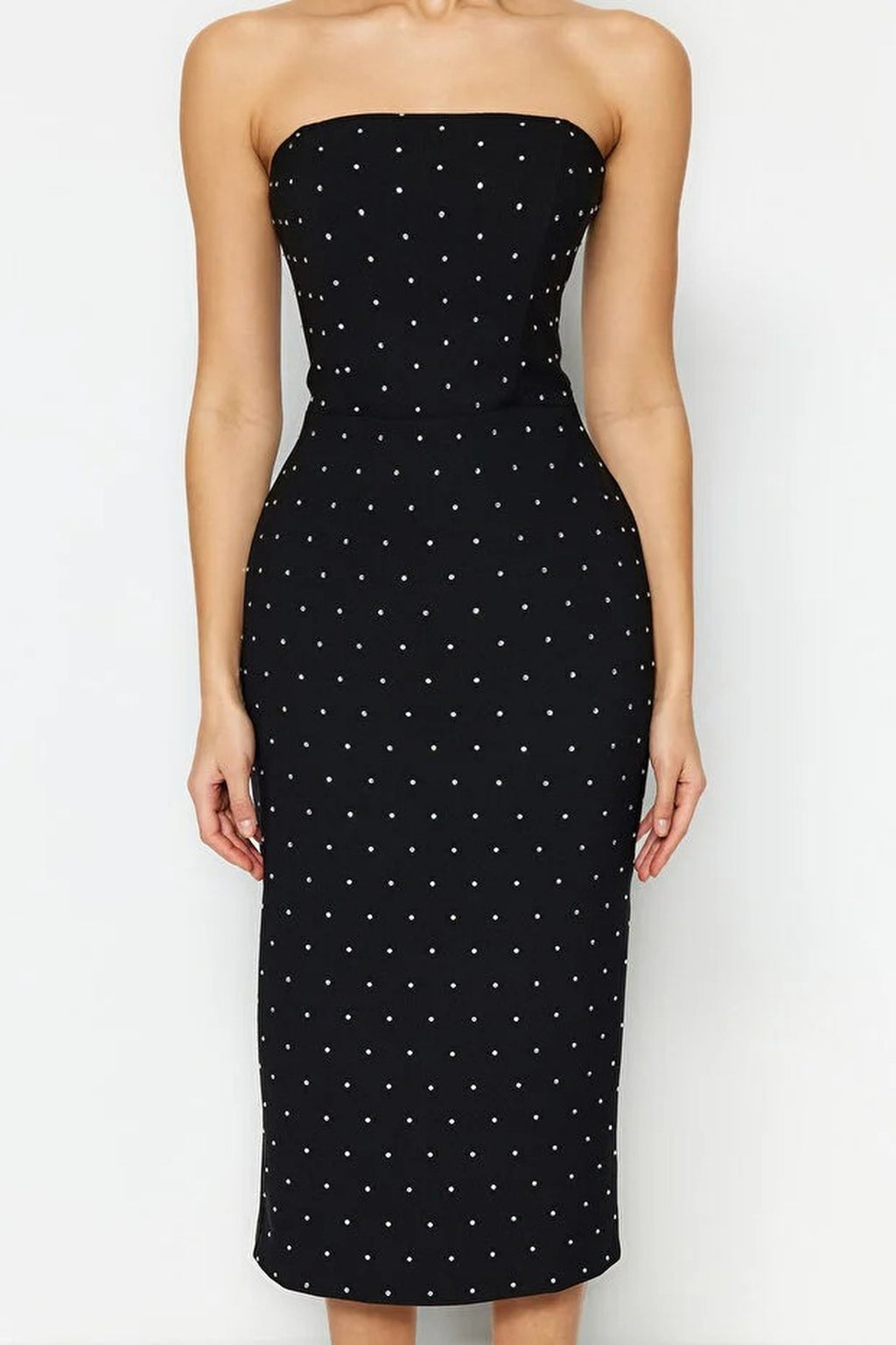 Fitted Lined Sparkling Embellished Woven Dress