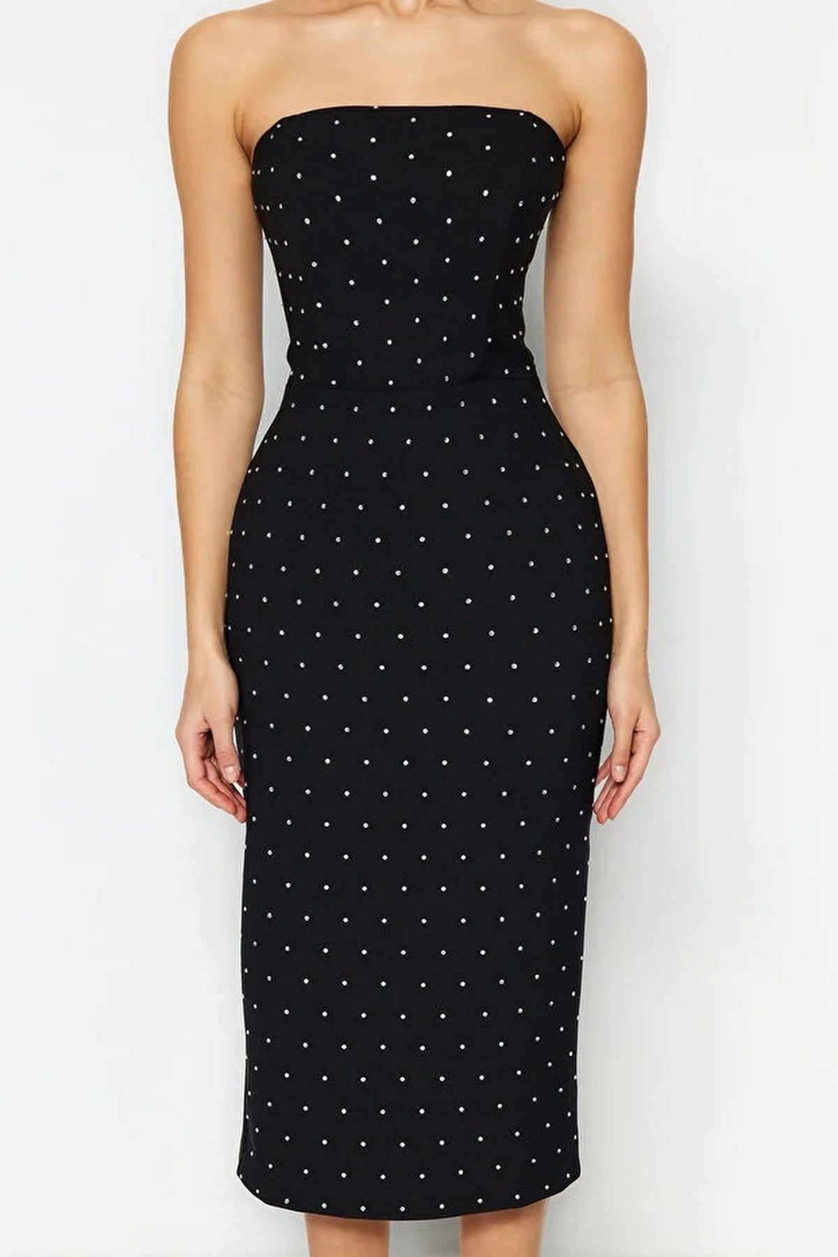 Fitted Lined Sparkling Embellished Woven Dress