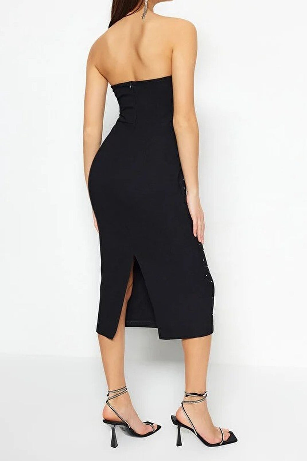 Fitted Lined Sparkling Embellished Woven Dress