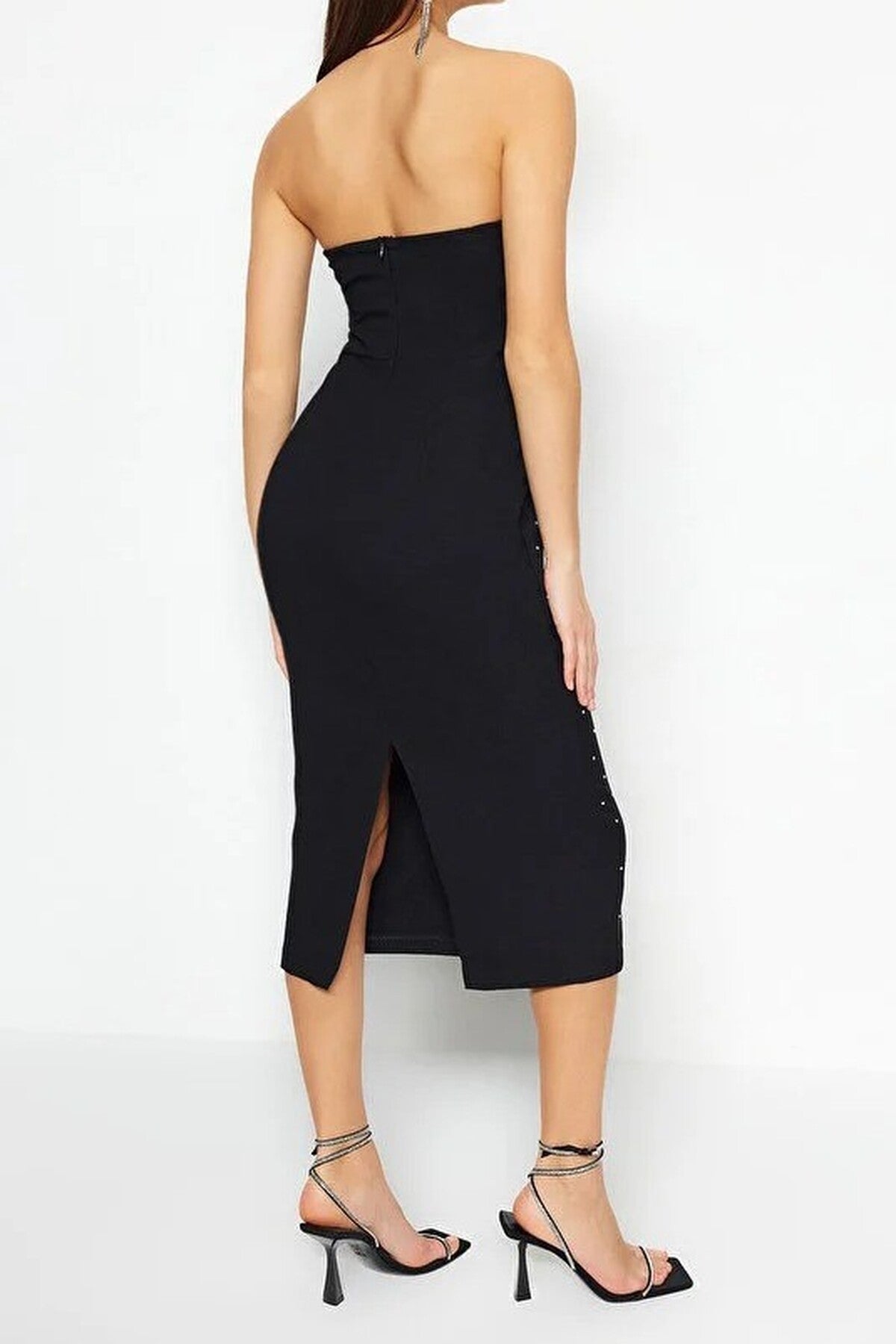 Fitted Lined Sparkling Embellished Woven Dress