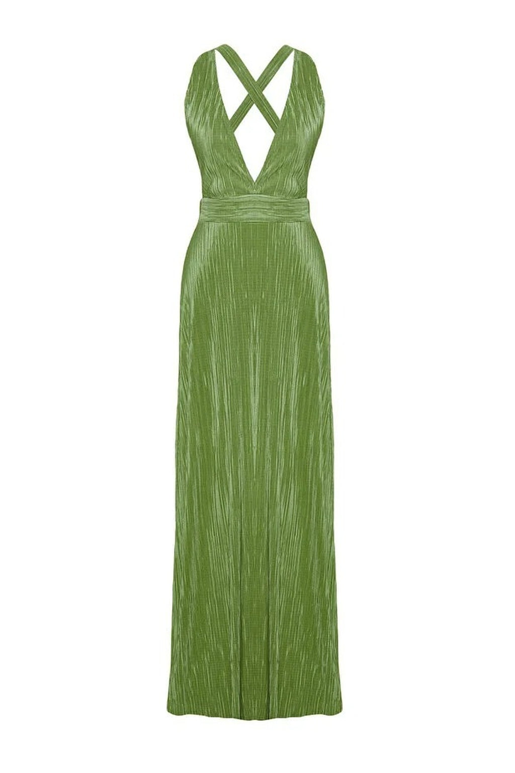 A-Line Belted Lined Knitted Long Elegant Evening Dress