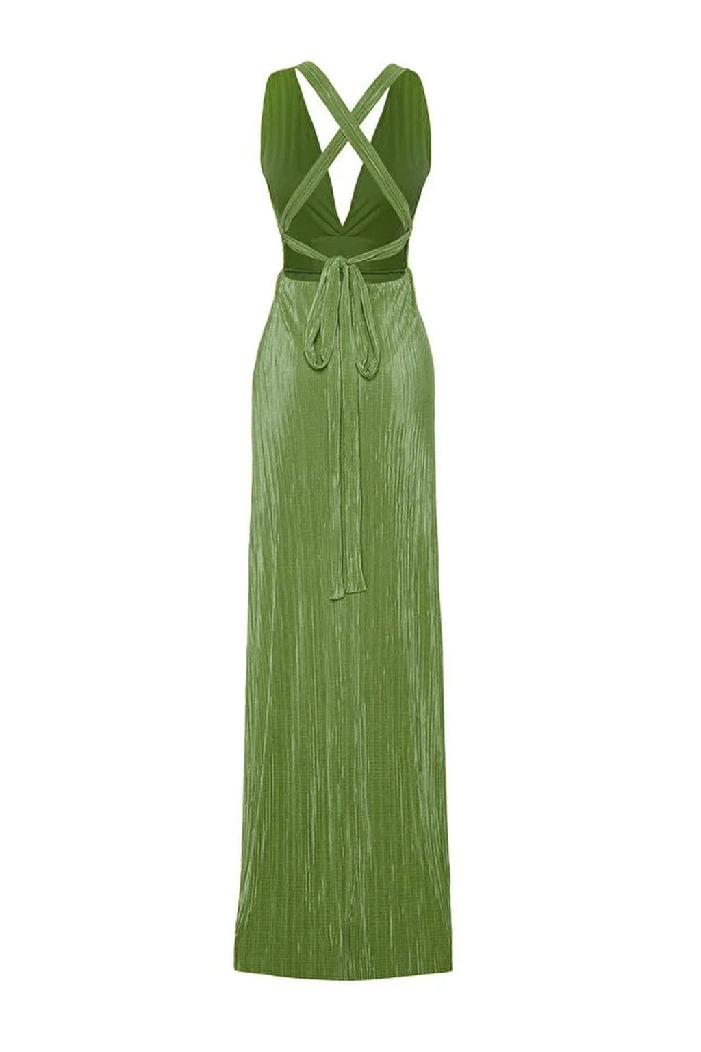 A-Line Belted Lined Knitted Long Elegant Evening Dress