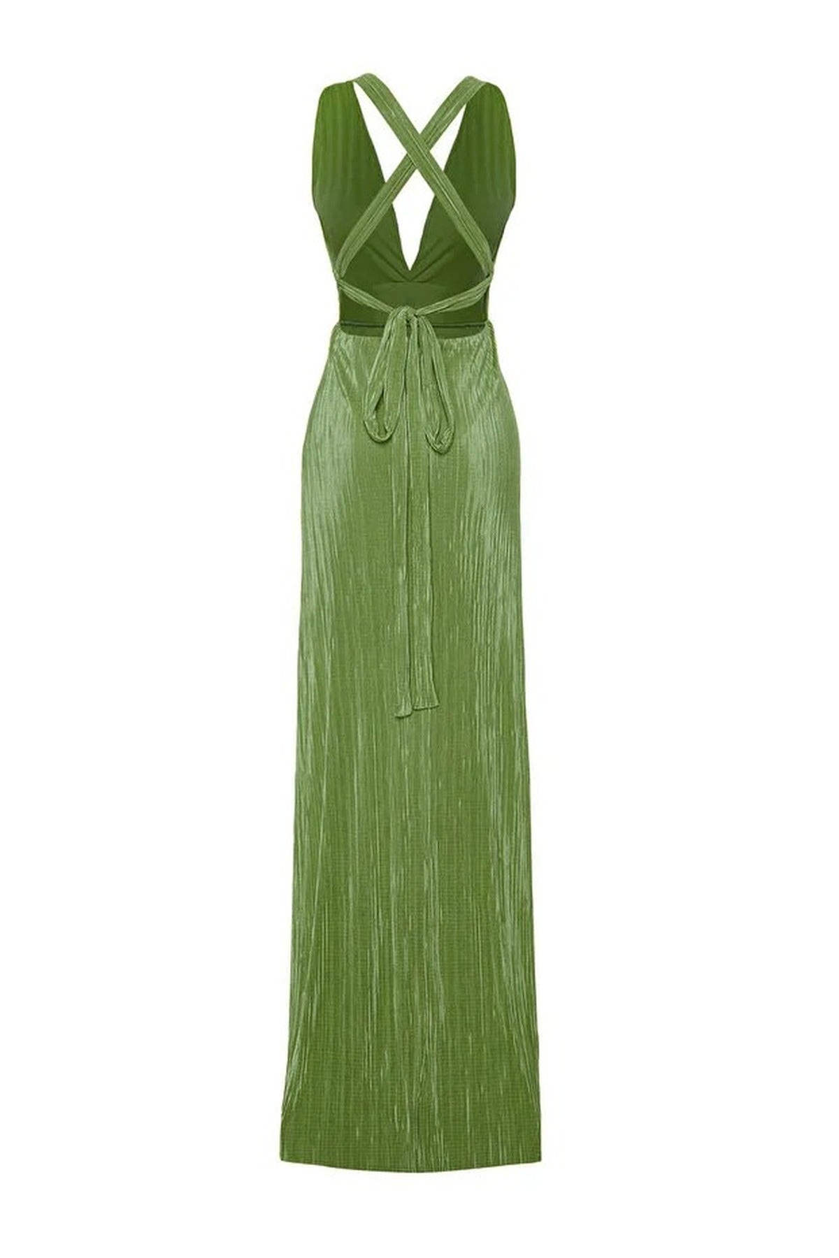 A-Line Belted Lined Knitted Long Elegant Evening Dress