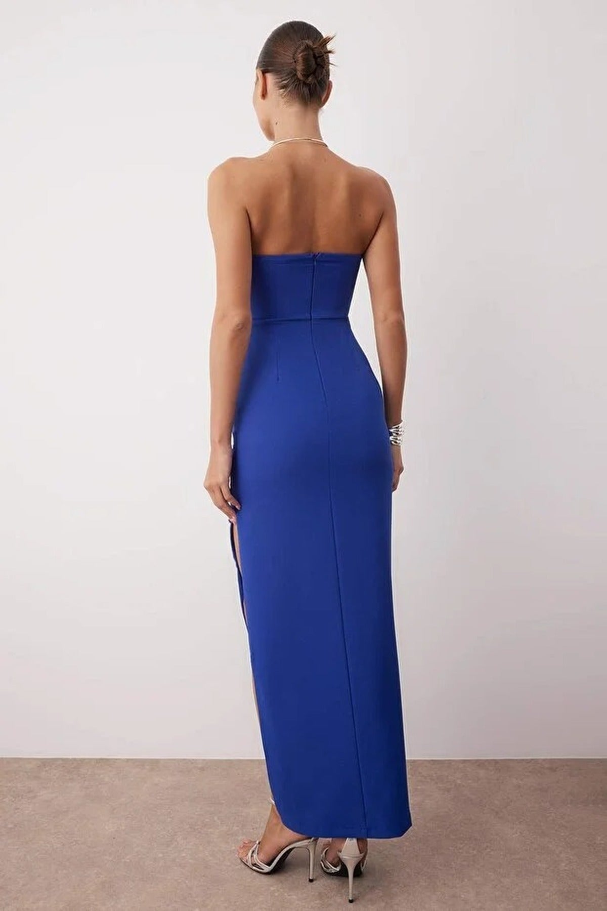 Fitted Corset Detail Woven Long Dress