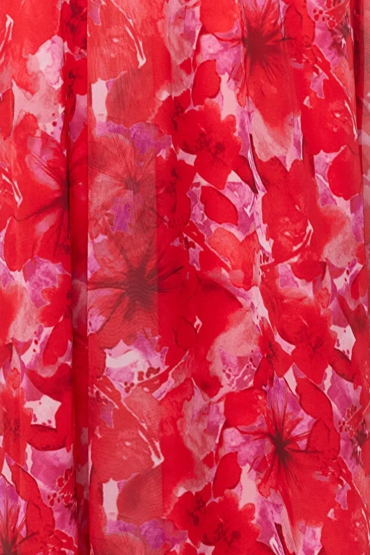 A-Line Floral Pattern V-Neck Woven Long Dress
