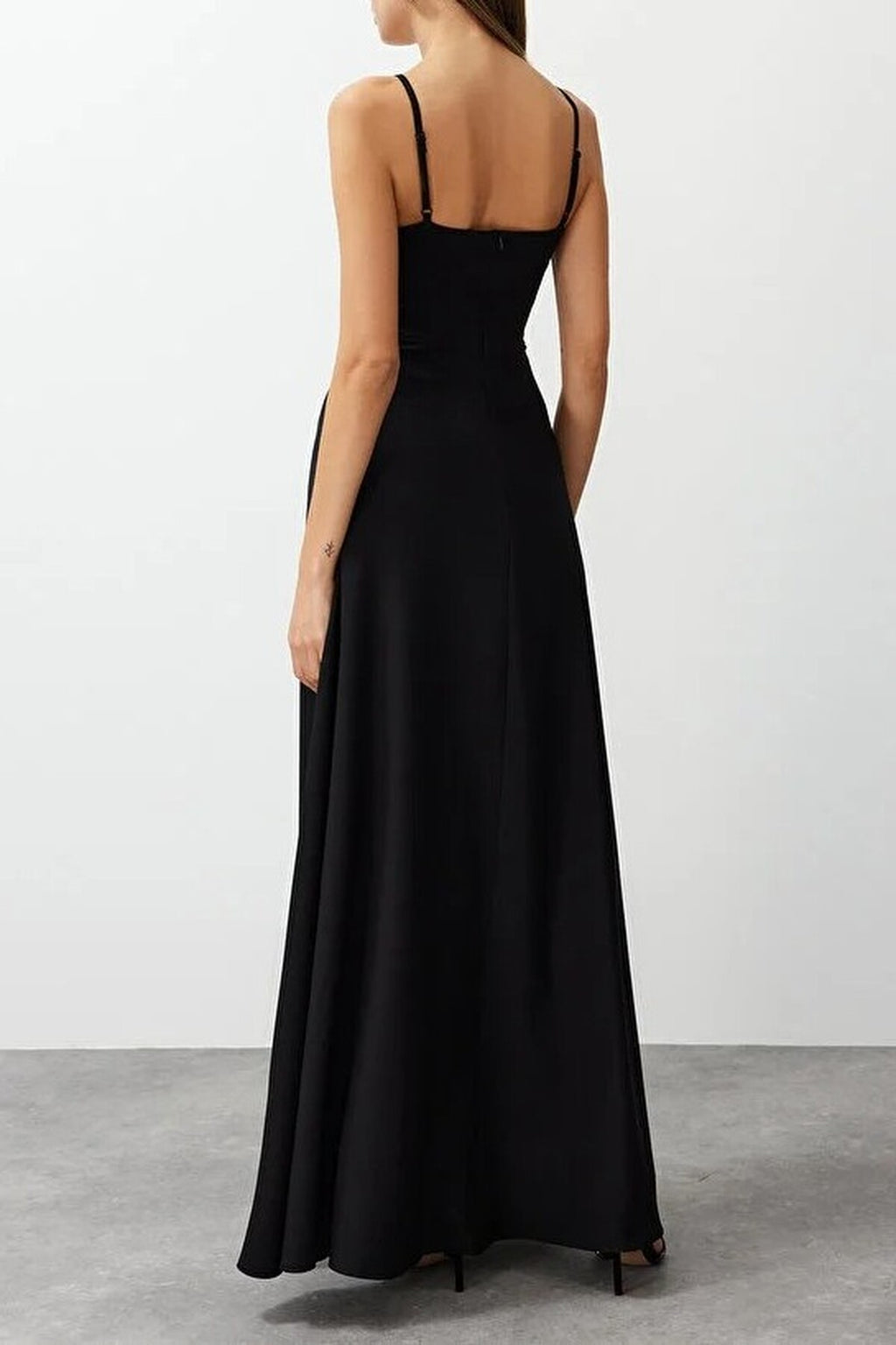 Woven Long Dress with Slit Detail