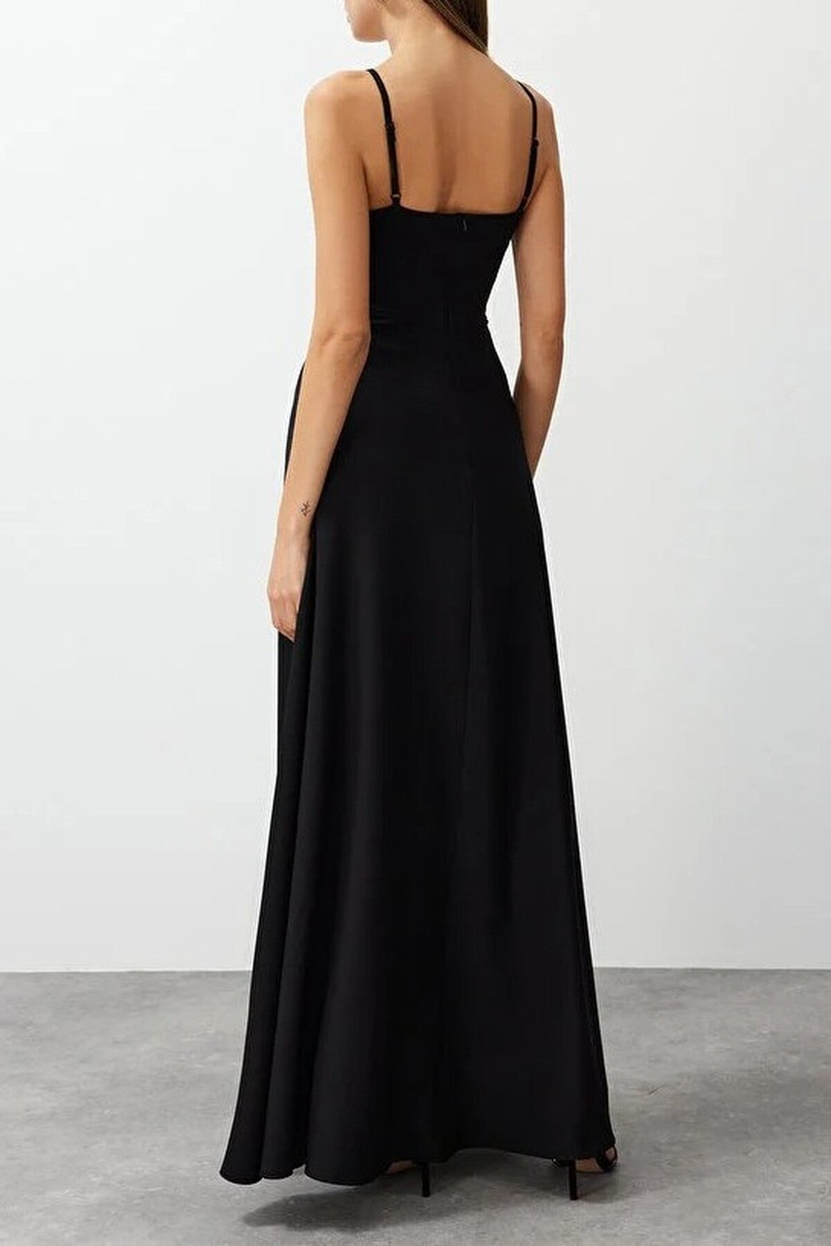Woven Long Dress with Slit Detail