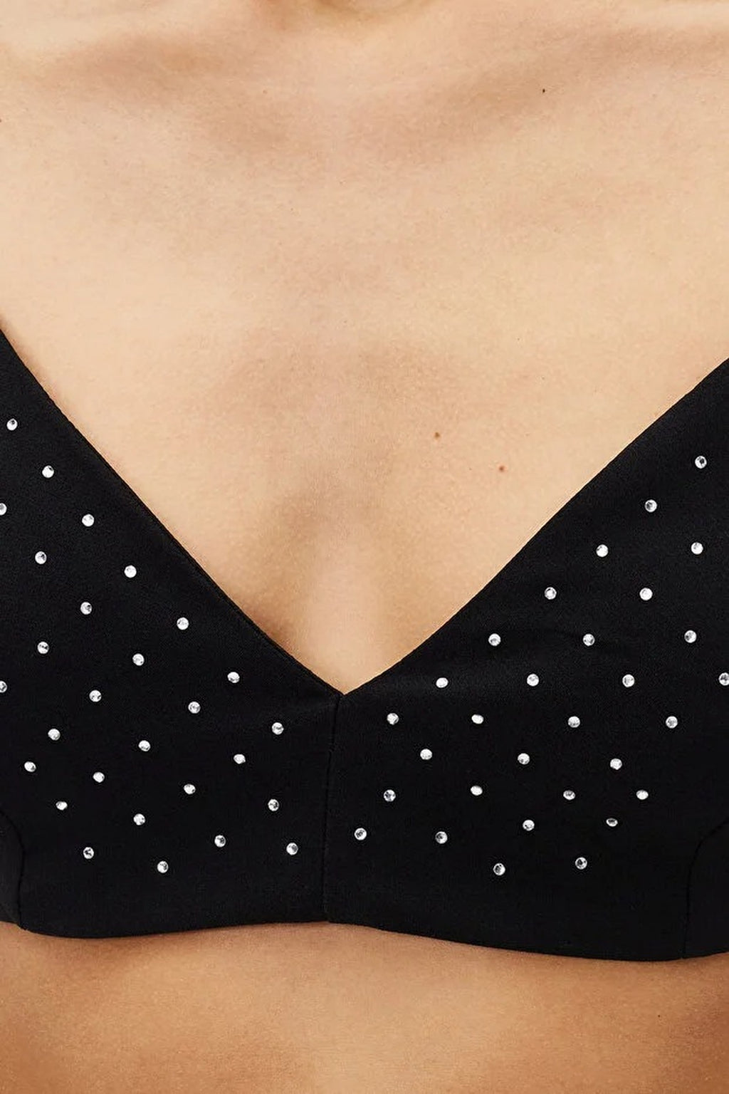 Crop Shiny Stone Embellished Woven Bustier