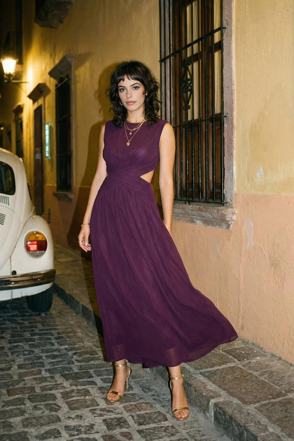 Flowy Tulle Dress with A-Line and Cut Out Detail