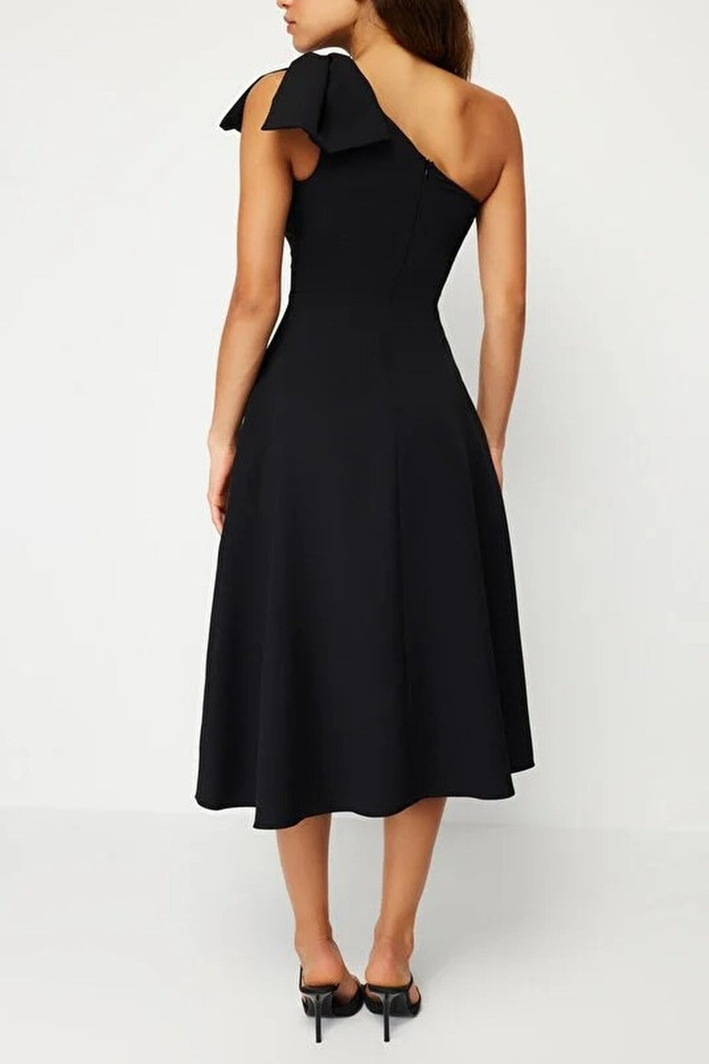 A-Line Elegant Woven Evening Dress with Bow Detail