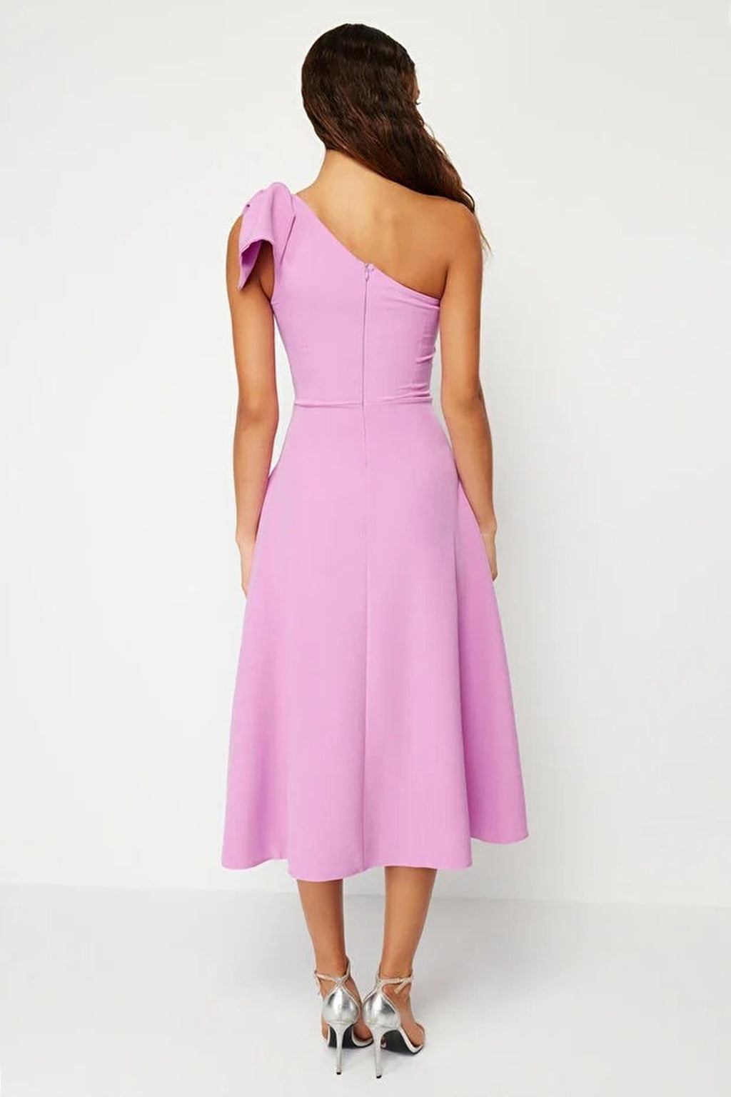 A-Line Elegant Woven Evening Dress with Bow Detail