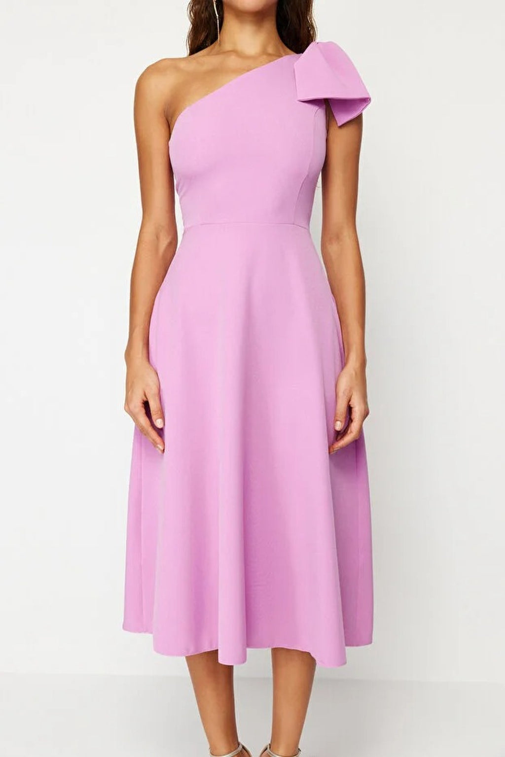 A-Line Elegant Woven Evening Dress with Bow Detail