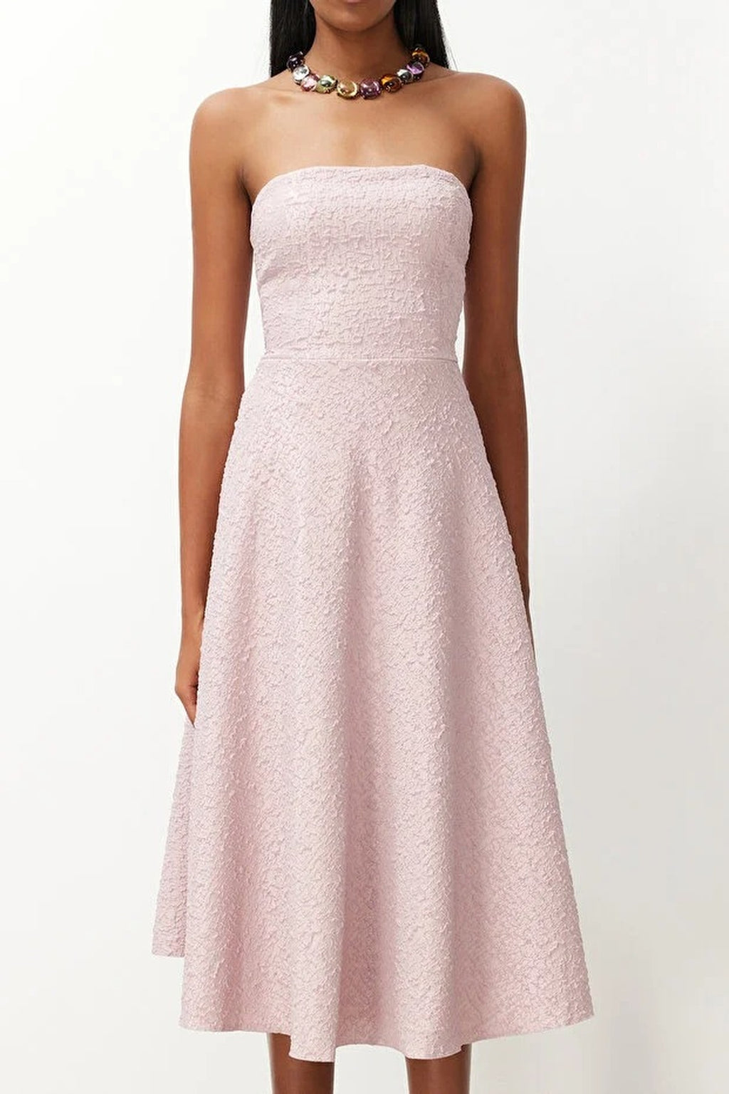 Strapless Textured Midi Dress