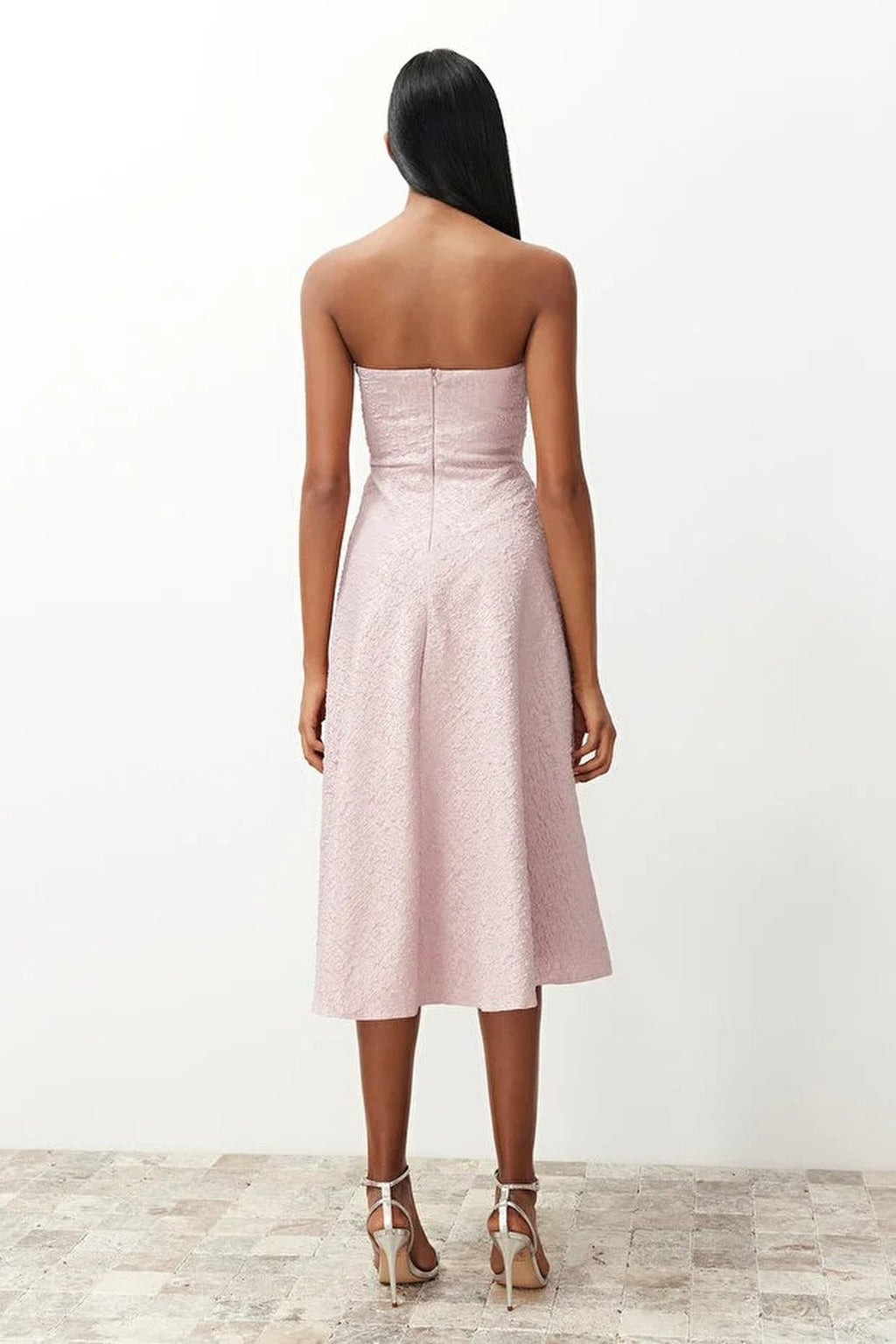 Strapless Textured Midi Dress