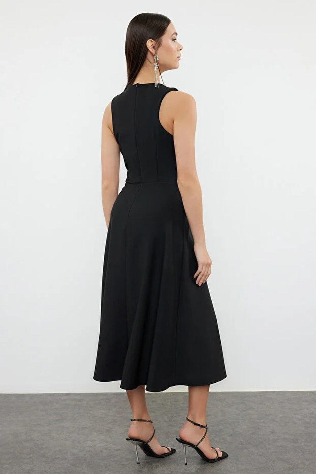 A-Line Woven Dress with Stone Embellishments