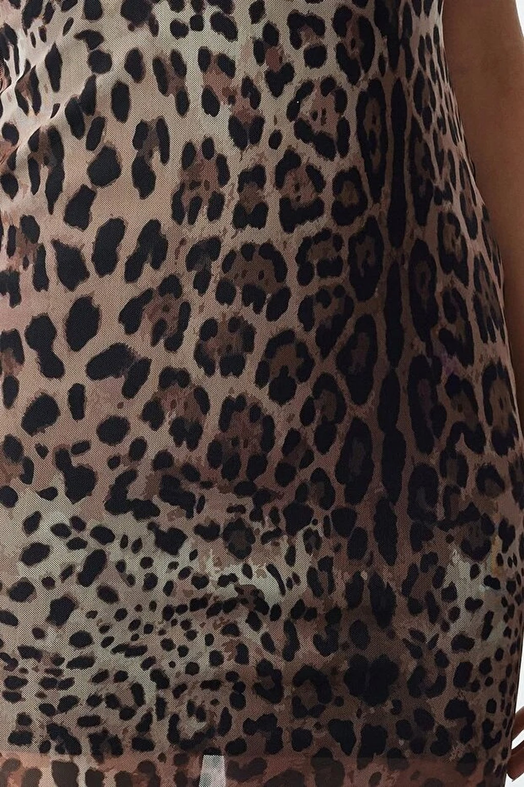 Fitted Leopard Print Tulle Woven Dress